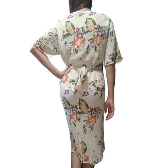 Vero Moda | Kimono Vmbloom 3/4  Moonbeam Bloom Floral Midi Dress | Size: S - Picture 2 of 14